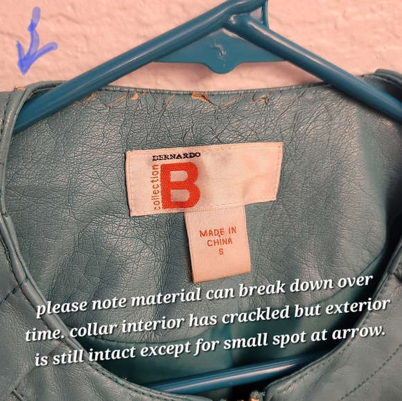 Turquoise Faux Leather Jacket - Picture 7 of 7